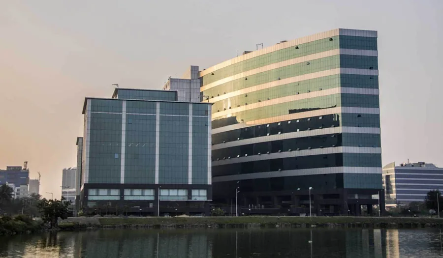 Office buildings beside the water in Salt Lake Sector V, Kolkata